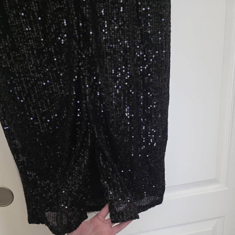 Unique Vintage Black Sequin Wiggle Dress - Picture 9 of 17